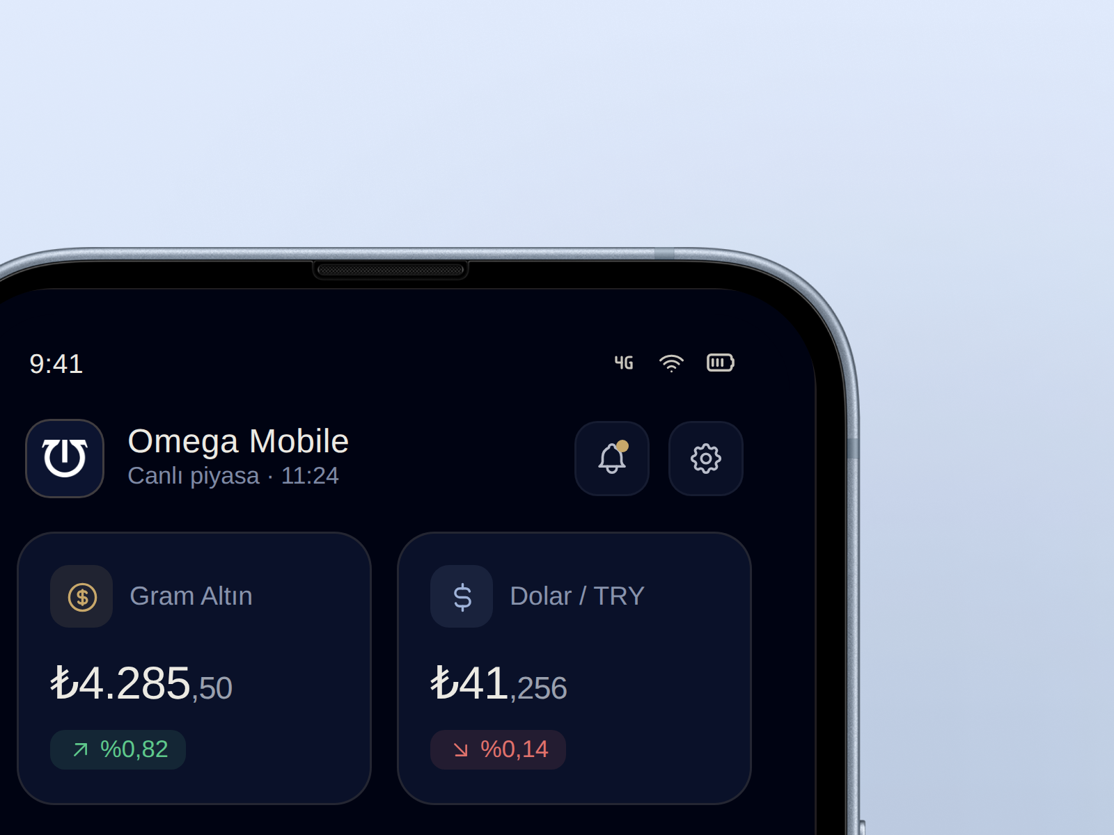Omega Mobile uygulaması önizlemesi